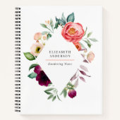 Rustieke Boho Bloemige Waterverf met Uw Naam Notitieboek (Voorkant)