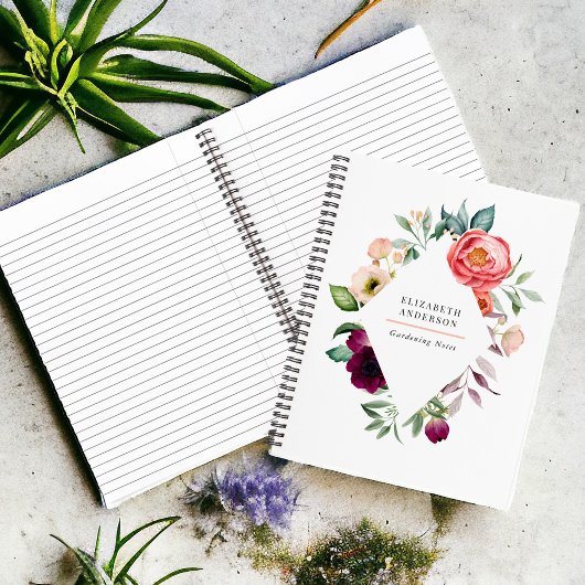 Rustieke Boho Bloemige Waterverf met Uw Naam Notitieboek