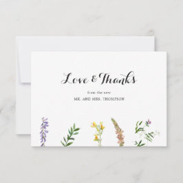 Rustieke Boho Bloemige Wilde Bloem Elegante Trouwd Bedankkaart