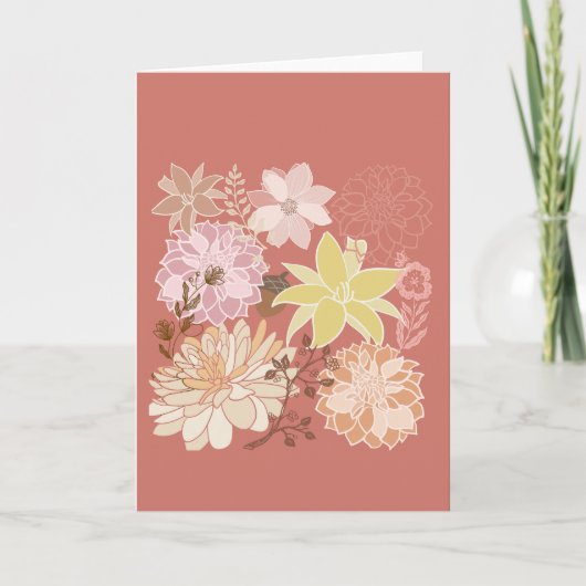 Rustieke Boho Bloemmotief Kaart (Voorkant)