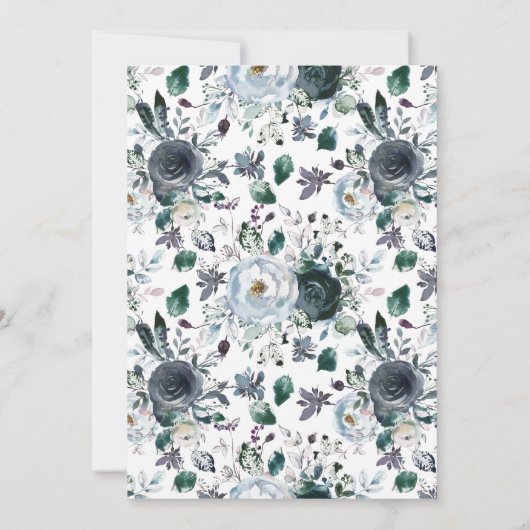 Rustieke Boho Blue Floral repetitie diner Kaart (Achterkant)