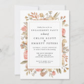 Rustieke Boho Blush Roos Bloemen Verlovingsfeest Kaart (Voorkant)