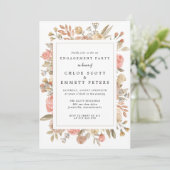 Rustieke Boho Blush Roos Bloemen Verlovingsfeest Kaart (Staand voorkant)