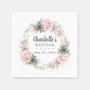 Rustieke Boho Blush Roze Rose Bloemen Doop Servet