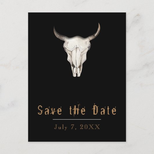 Rustieke Boho Boheemse Koe Stier Save the Date Aankondigingskaart (Voorkant)