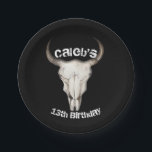 Rustieke Boho Boheemse Koe Stier Verjaardagsfeestj Papieren Bordje<br><div class="desc">Rustieke Boho Boheemse Koe Stier Verjaardagsfeestje Borden. Aanpassen met elke tekst voor elk evenement.</div>