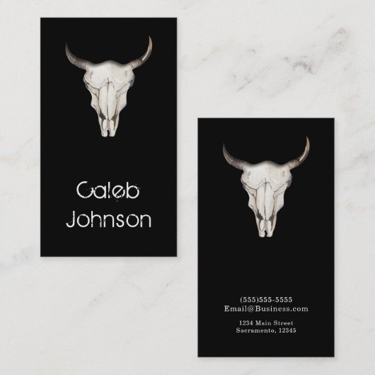 Rustieke Boho Bohemian Koe Bull Country Western Visitekaartje (Voorkant / Achterkant)