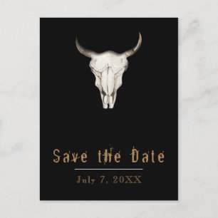 Rustieke Boho Bohemian Koe Bull Save the Date Aankondigingskaart