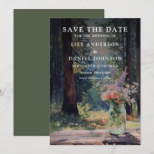 Rustieke Boho Bos Bloemstuk Metselaarsvaas Bruilof Save The Date (Voorkant / Achterkant)
