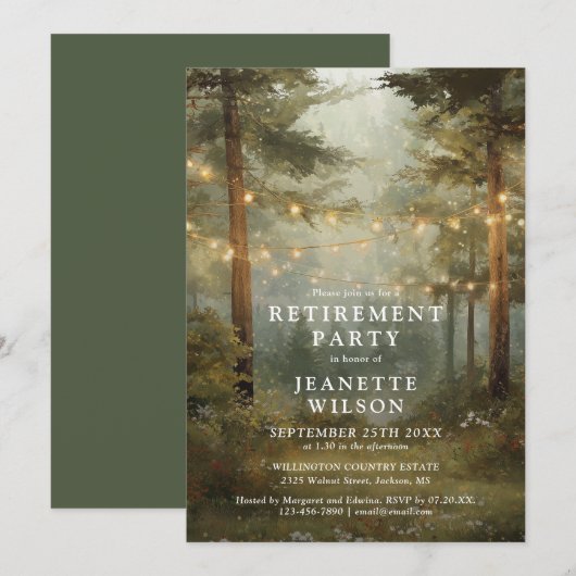 Rustieke Boho Bos Slingerlichten Pensioenfeest Kaart (Voorkant / Achterkant)