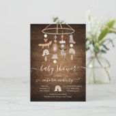 Rustieke Boho Bosdieren Mobiele Baby Shower Kaart (Staand voorkant)