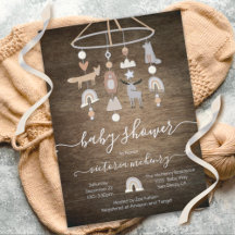 Rustieke Boho Bosdieren Mobiele Baby Shower