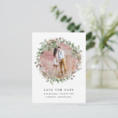 Rustieke Boho Botanische Bruiloft Save the Date Aankondigingskaart (Staand voorkant)