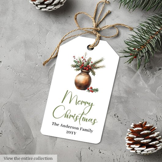 Rustieke Boho Botanische Kerstcadeaubijsluiter voo Cadeaulabel