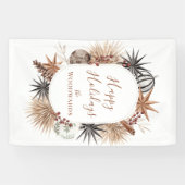 Rustieke Boho Botanische Kerstvakantie Spandoek (Horizontaal)