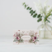 Rustieke Boho Botanische Roze Bloem & Vogel Visitekaartje (Staand voorkant)