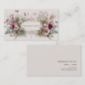 Rustieke Boho Botanische Roze Bloem & Vogel Visitekaartje (Voorkant / Achterkant)