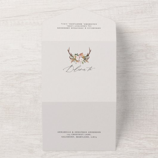 Rustieke Boho Botanische Script Trouw Uitnodiging (Buitenkant)