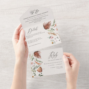 Rustieke Boho Botanische Script Trouw Uitnodiging