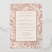 Rustieke Boho Botanische Trouw Roze Goud Folie Uitnodiging (Voorkant)