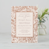 Rustieke Boho Botanische Trouw Roze Goud Folie Uitnodiging (Staand Voorkant)