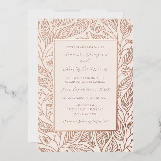Rustieke Boho Botanische Trouw Roze Goud Folie Uitnodiging (Envelop)