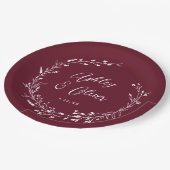 Rustieke Boho Bourgogne Wildflower Botanische brui Papieren Bordje (Gekanteld)