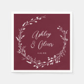 Rustieke Boho Bourgogne Wildflower Botanische brui Servet (Voorkant)