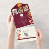 Rustieke Boho Bourgondië Herfst Bruiloft All In One Uitnodiging (Afscheurbaar)