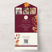 Rustieke Boho Bourgondië Herfst Bruiloft All In One Uitnodiging (Binnen)