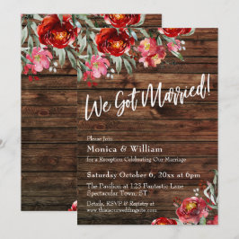 Rustieke Boho Bourgondië Rood Bloemmotief We Zijn  Kaart