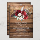 Rustieke Boho Bourgondië & Witte Rozen gewei bruil Kaart (Voorkant / Achterkant)