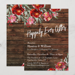 Rustieke Boho Bourgondisch Rode Bloemen Gelukkig T Kaart