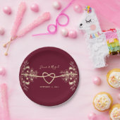 Rustieke Boho Bourgondische bruiloft Papieren Bordje (Feest)