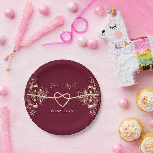 Rustieke Boho Bourgondische bruiloft Papieren Bordje (Feest)