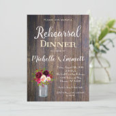 Rustieke Boho Bourgondische repetitie Dinner Invit Kaart (Staand voorkant)