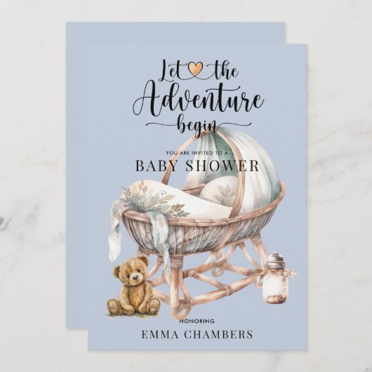 Rustieke Boho Boy Baby shower kinderkamer Wieg Kaart (Voorkant / Achterkant)