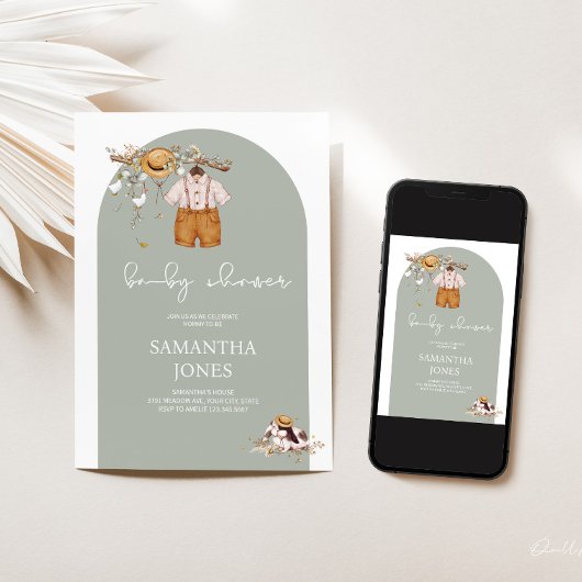 Rustieke Boho Boy Baby shower uitnodiging