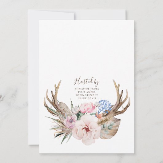 Rustieke Boho bruids douche uitnodiging (Achterkant)