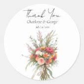 Rustieke Boho Bruidsboeket Bloem Bruidsfavoriet Ronde Sticker (Voorkant)