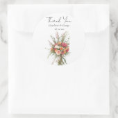 Rustieke Boho Bruidsboeket Bloem Bruidsfavoriet Ronde Sticker (Tas)