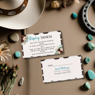 Rustieke Boho Bruidsdisplay Shower Turquoise Informatiekaartje