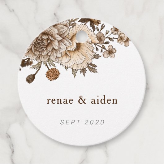 Rustieke Boho bruiloft labels, bruine vintage Bedankjes Labels (Voorkant)