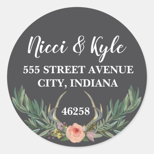 Rustieke Boho Bruiloft Retour Bloemen Adres Label (Voorkant)