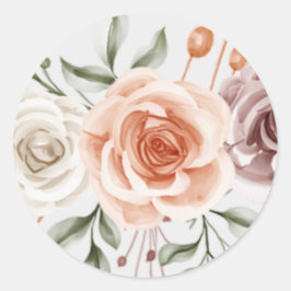 Rustieke Boho bruiloft - Waterverf Bloemen Ronde Sticker