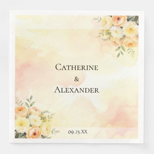 Rustieke Boho bruiloft Waterverf Rozen Servet (Voorkant)