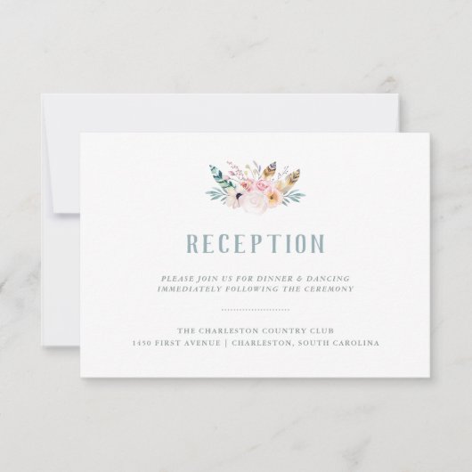 Rustieke Boho Bruiloftsreceptie Kaart (Voorkant)