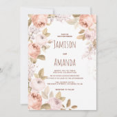 Rustieke boho bruin koraal mauve roze bloemen brui kaart (Voorkant)