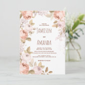 Rustieke boho bruin koraal mauve roze bloemen brui kaart (Staand voorkant)