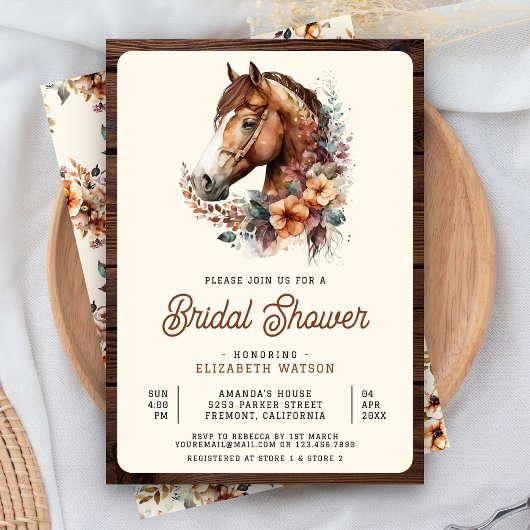 Rustieke Boho Bruine Bloemstuk Paard Bruiloft Borr Kaart